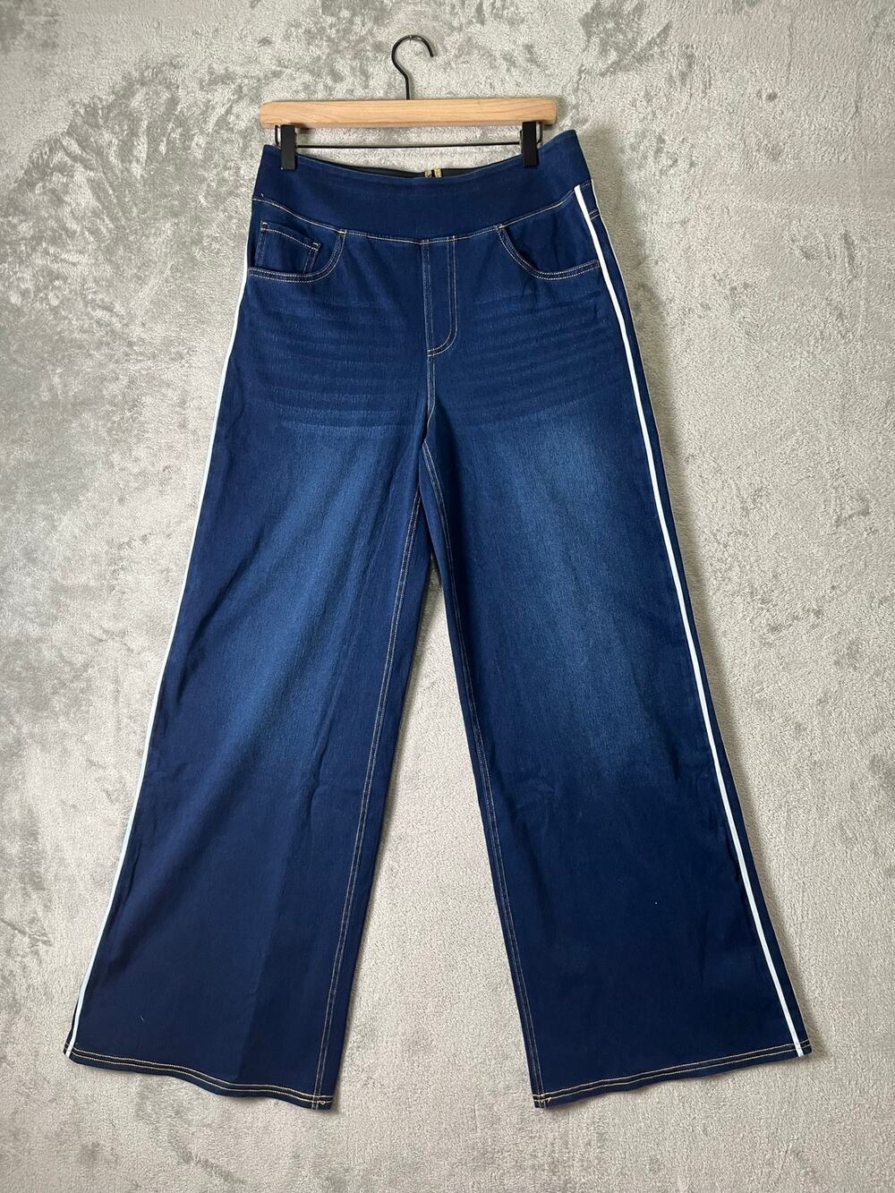 Halara Flex High Waisted Pockets Baggy Wide Leg Washed Casual Jeans L New